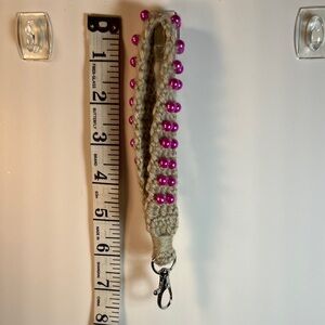 Cream and Pink Key Card Holder Accessory